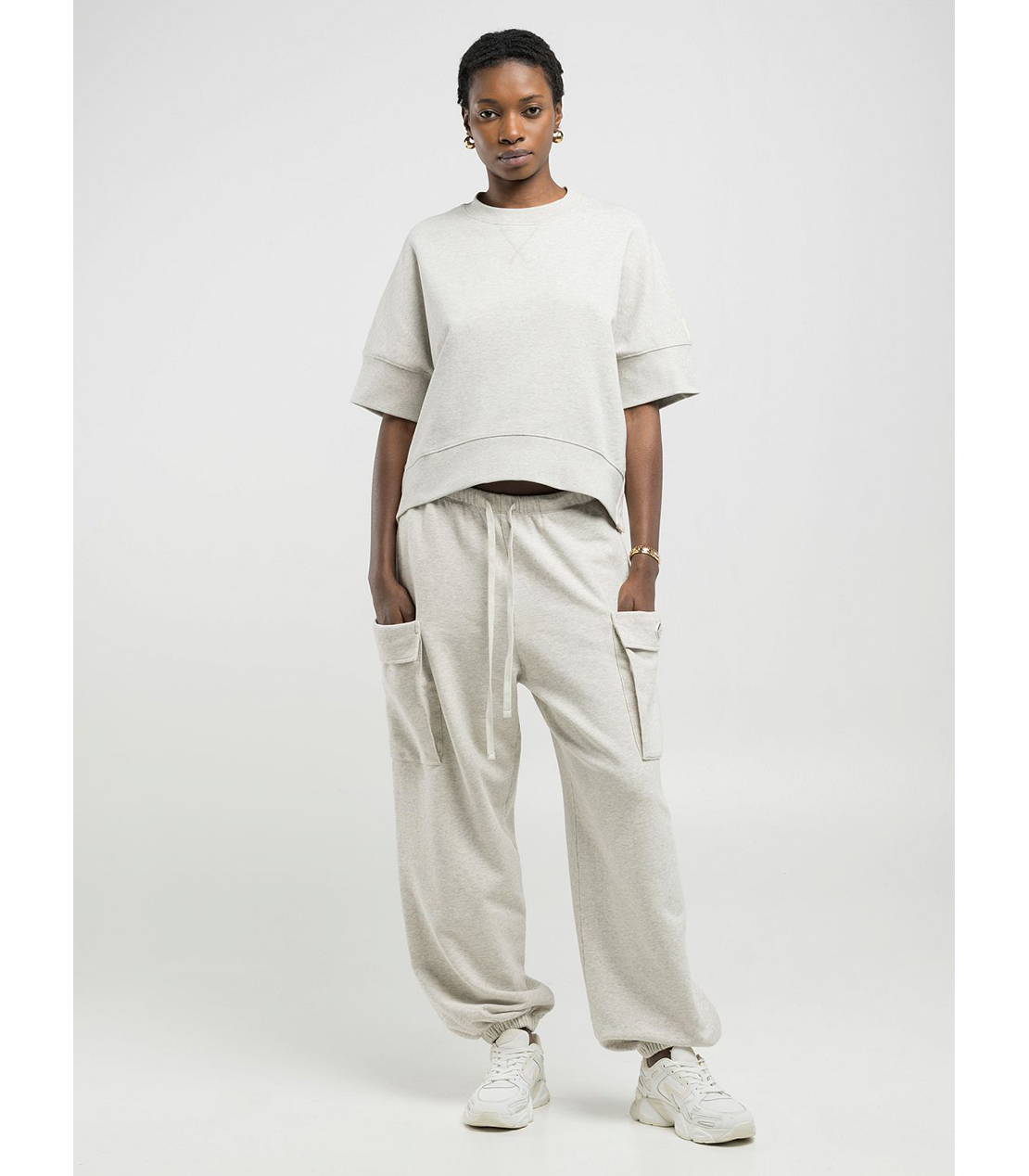 ハーフスリーブクロップドスウェットシャツ 詳細画像 ライトメランジグレー 4